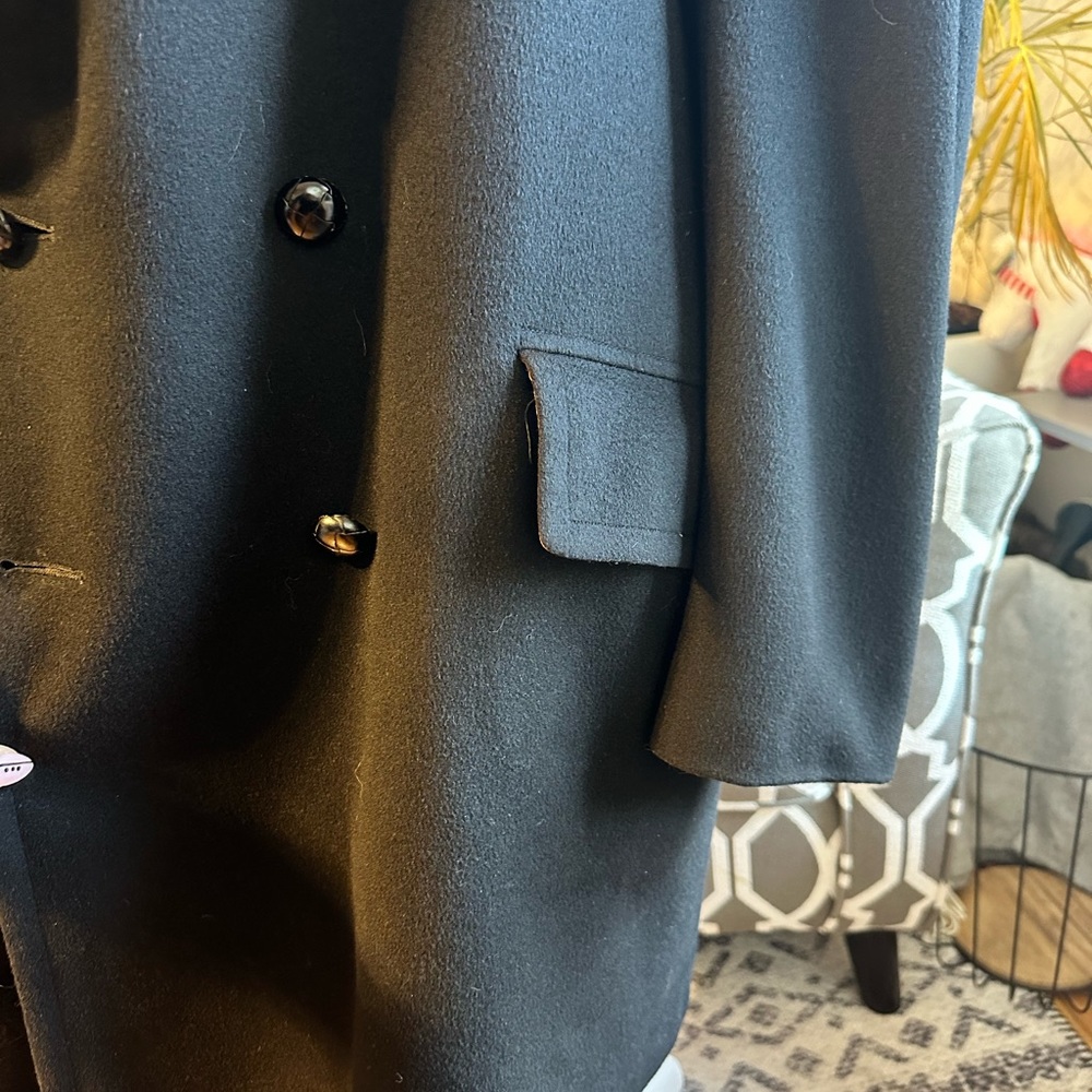 VTG Companion Wool Outercoat w/faux fur collar and faux & lining. Men’s XL Blk - Picture 5 of 14